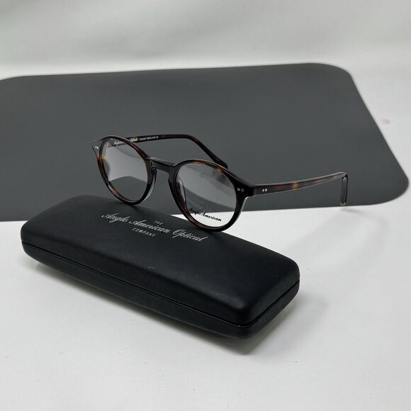 Anglo American Optical Mod 406 TO 47mm Dark Tortoise Glasses England 47 [] 21 - Picture 3 of 12